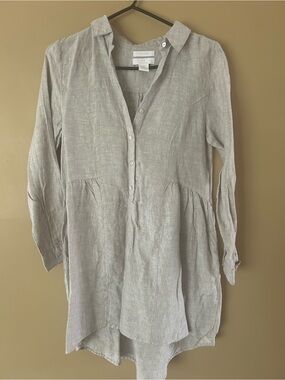 Halston Heritage Linen Tunic in Light Gray